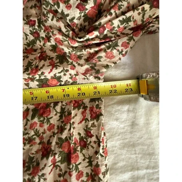 Free People Meant to Be Floral Print Blouse Top Long Sleeve Ruffle Boho Bohemian - Picture 9 of 9